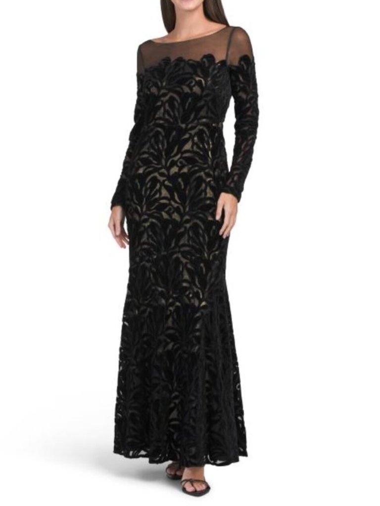 Theia Gigi Velvet Lace Gown